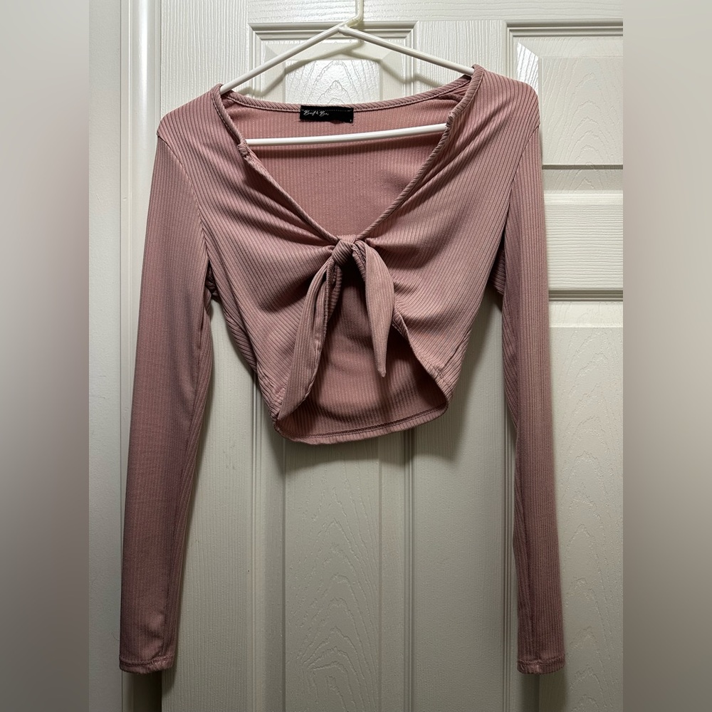 Pink Tie Crop Shirt